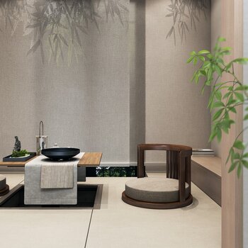 赛瑞迪普空间设计 新中式茶室3d模型