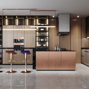 现代开放式厨房3d模型