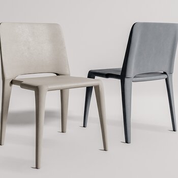 现代皮革单椅餐椅su模型
