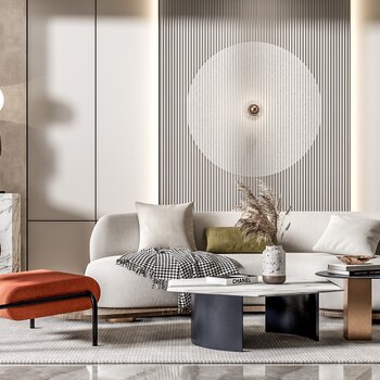 现代客厅沙发茶几组合su模型
