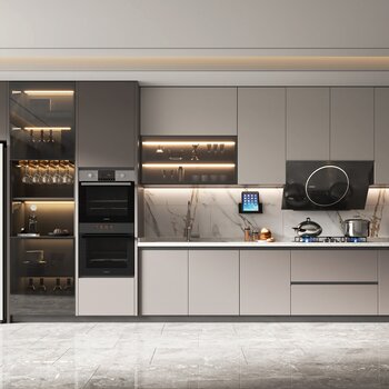 现代轻奢厨房3d模型
