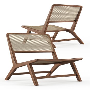 现代侘寂实木休闲椅3d模型