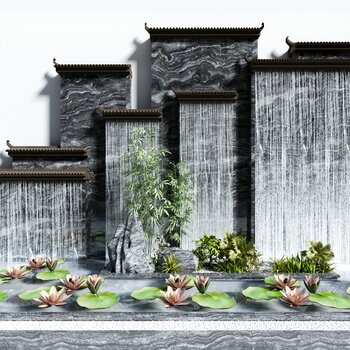 新中式景观小品 3d模型