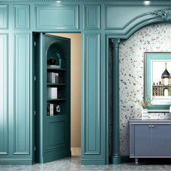 欧式隐形门背景墙组合