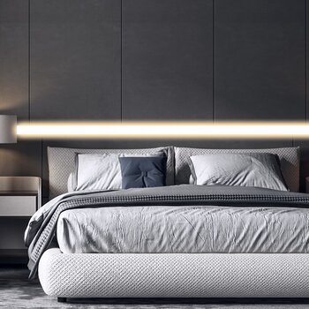 现代卧室双人床 3d模型