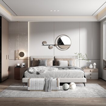 现代极简轻奢卧室3d模型