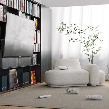 现代双人沙发书柜组合3d模型