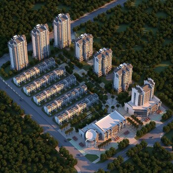 现代小区俯瞰图3d模型