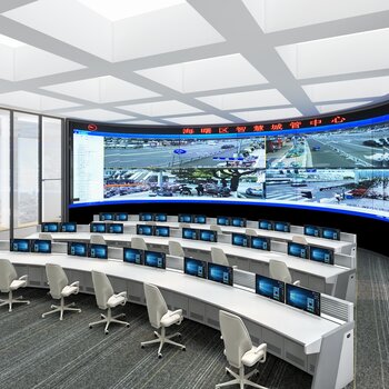 现代监控室3d模型