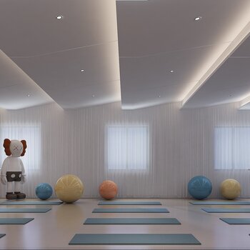 现代舞蹈教室瑜伽室 3d模型