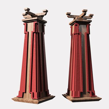 新中式柱子立柱3d模型