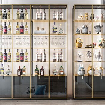 现代玻璃酒柜装饰柜组合3d模型