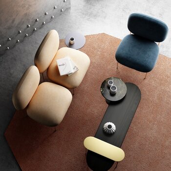 北欧面包休闲椅组合 3d模型