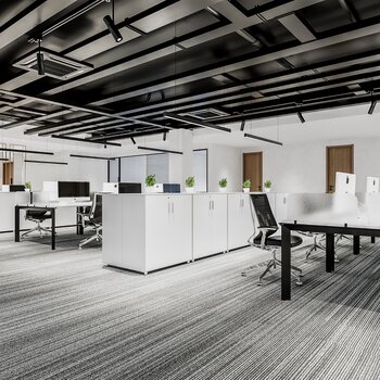 现代风格办公室工位3d模型
