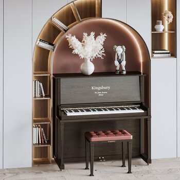 现代书柜钢琴组合