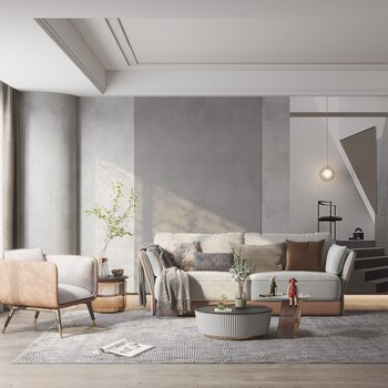 现代轻奢客厅沙发组合3d模型