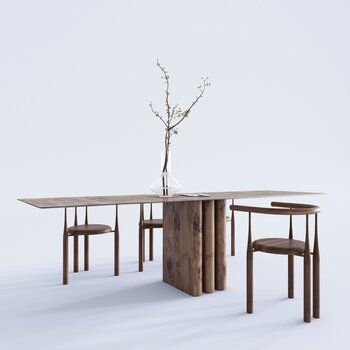 日式餐桌椅3d模型