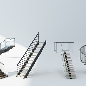 现代楼梯组合su模型