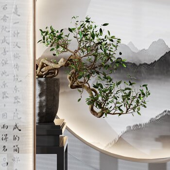新中式盆栽盆景3d模型