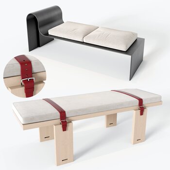 现代脚凳床尾凳组合3d模型
