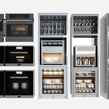 现代烤箱消毒柜组合3d模型