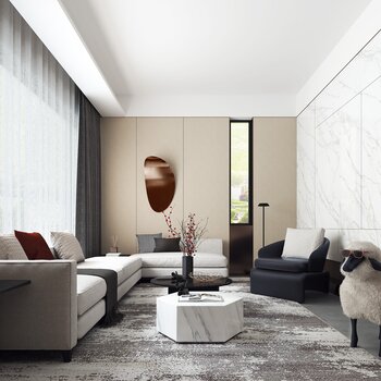 乐尚设计 现代客厅3d模型
