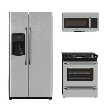 现代冰箱烤箱微波炉组合3d模型