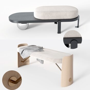 现代床尾凳组合3d模型