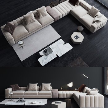 minotti 现代沙发茶几组合3d模型