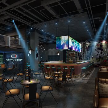 现代酒吧餐厅3d模型