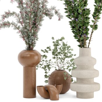 现代陶瓷花瓶盆栽3d模型