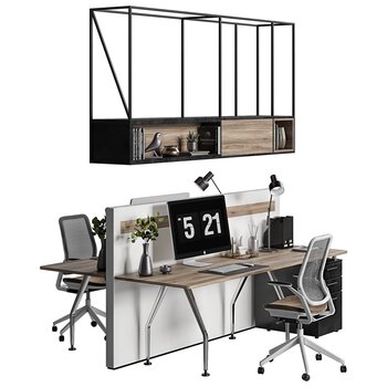 现代办公桌椅组合3d模型