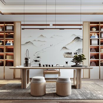 新中式茶室 3d模型