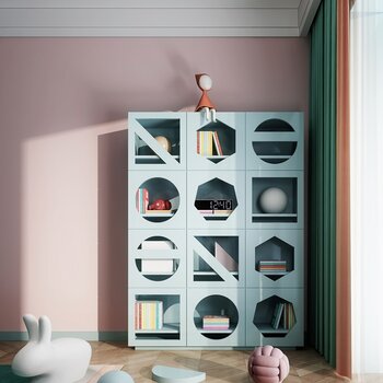 现代书柜组合3d模型