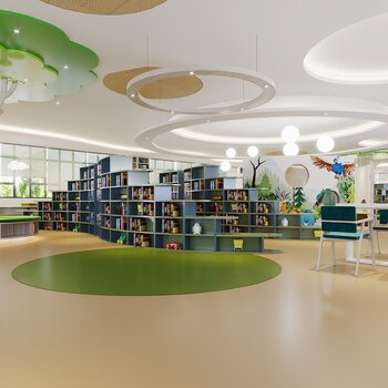 现代少儿图书馆3d模型