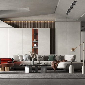 现代轻奢风格客厅3d模型
