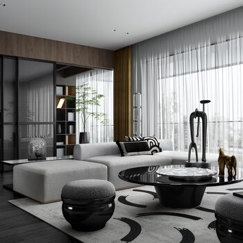 TCD²空间设计  现代轻奢客厅3d模型