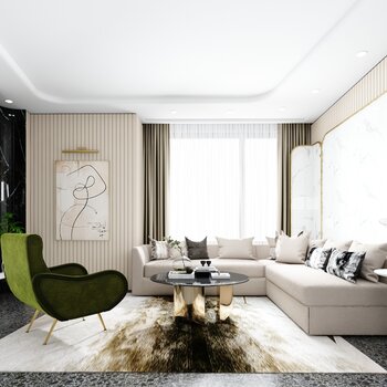 山禾设计 现代客厅3d模型