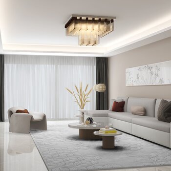 库玛设计 现代客厅3d模型