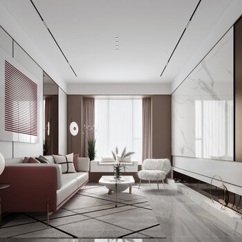 大研建筑 现代轻奢客厅3d模型