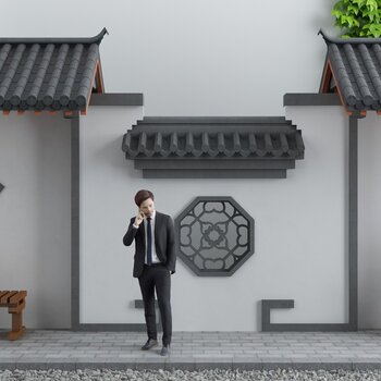 新中式庭院景观马头墙