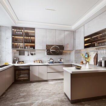 现代厨房 3d模型