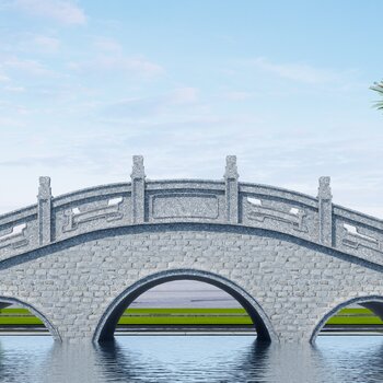 中式石拱桥3d模型
