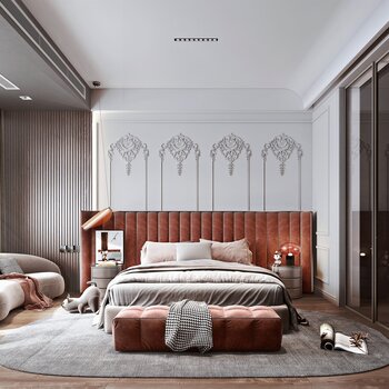 法式轻奢卧室3d模型