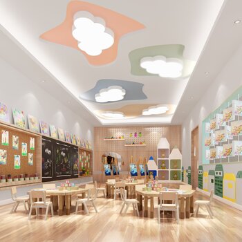 现代幼儿园美工室 3d模型
