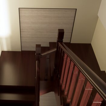 新中式紫檀木色楼梯