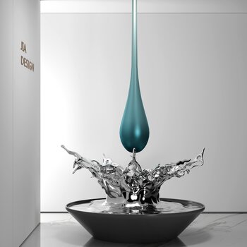 现代水滴雕塑3d模型