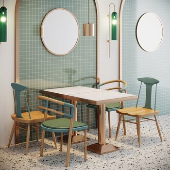 现代餐饮店餐桌椅3d模型