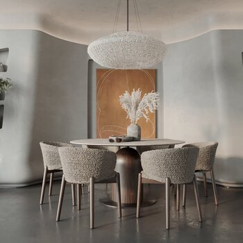 侘寂餐桌椅组合3d模型