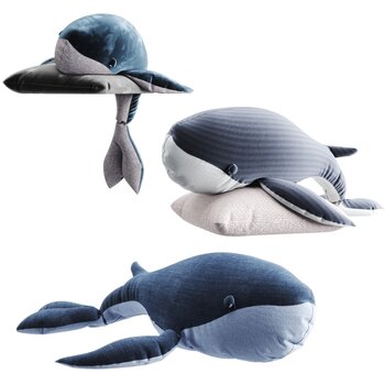 现代儿童鲸鱼布偶抱枕3d模型